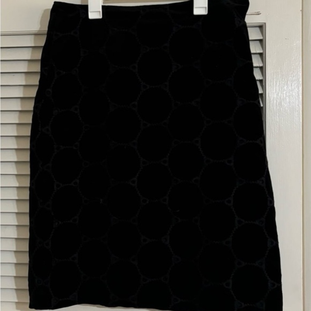 Boden Black Velvet Circle Pencil Career Skirt  Size 10L